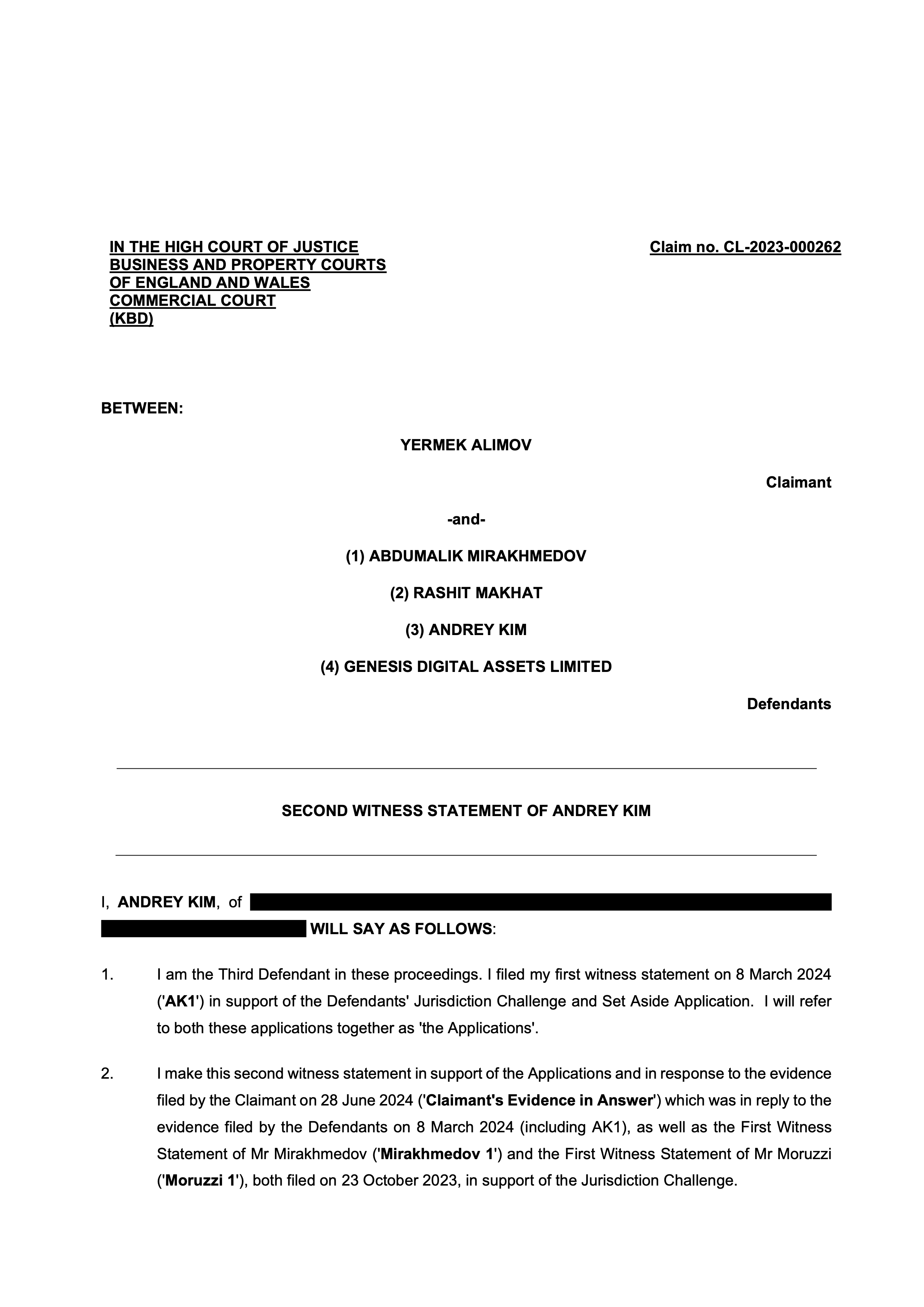 Вторые свидетельские показания AK